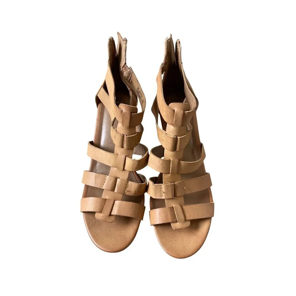 NWOT Anna Massey Women's‎ Brown Wedge Sandals Gladiator Block Heel Size 9